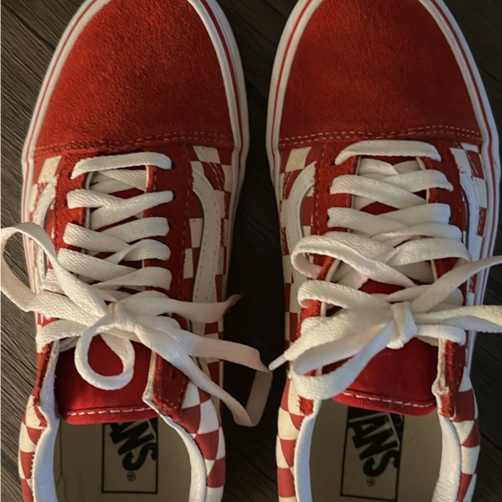 Vans Red and White Checkered Shoes